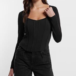 Express Body Contour High Compression Long Sleeve Corset Top - size large